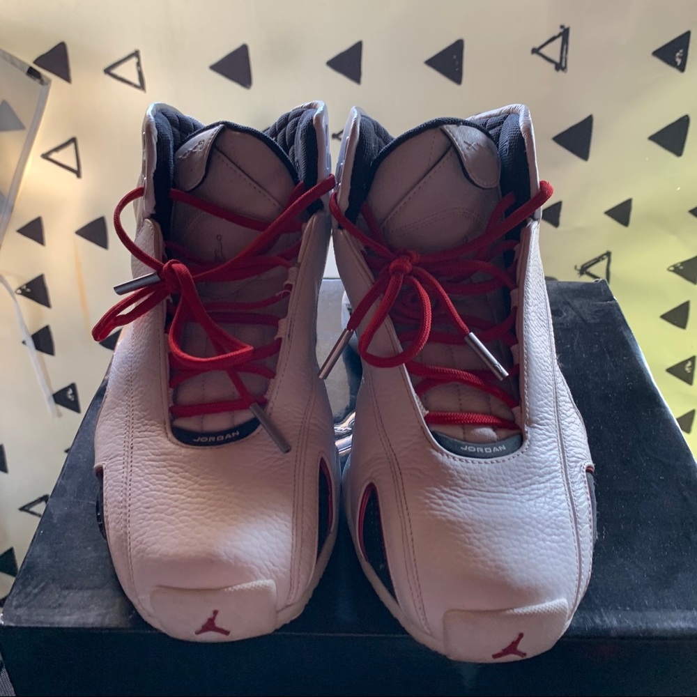 Jordan White Black Red High-Top Sneakers - Picture 9 of 10